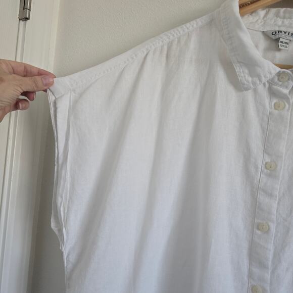 Orvis Womens Linen Blend White Button Up Shirt Size 2XL Relaxed Boxy Fit Plus - Picture 4 of 9